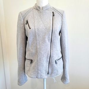 Gap Moto Jacket Heather Gray Jersey Collar less Short Coat